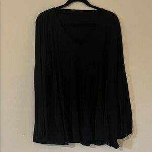 Chic soul Black V-Neck long Sleeve Babydoll Top